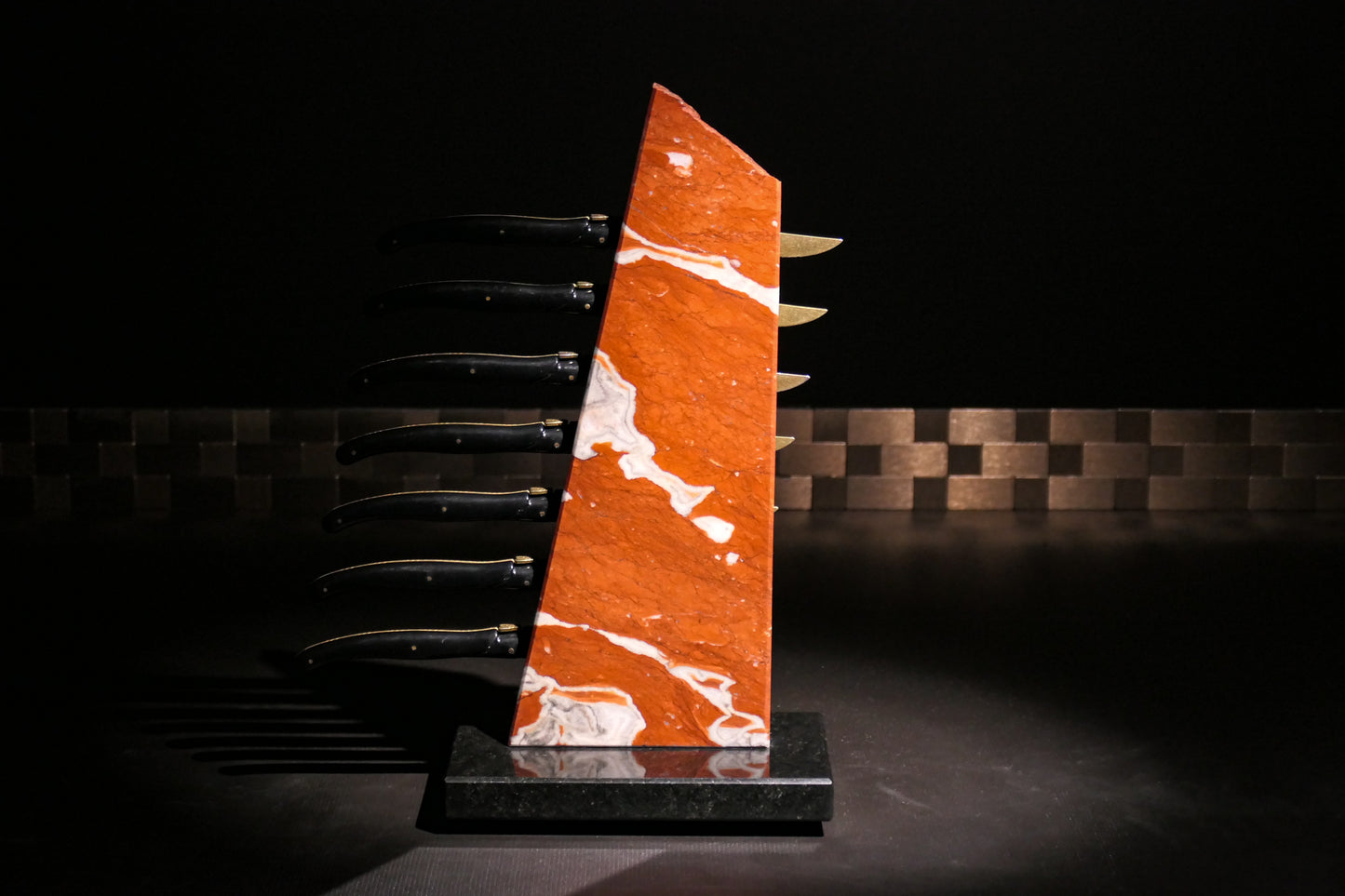 Messerblock aus Rosso Francia | Diamond Cut