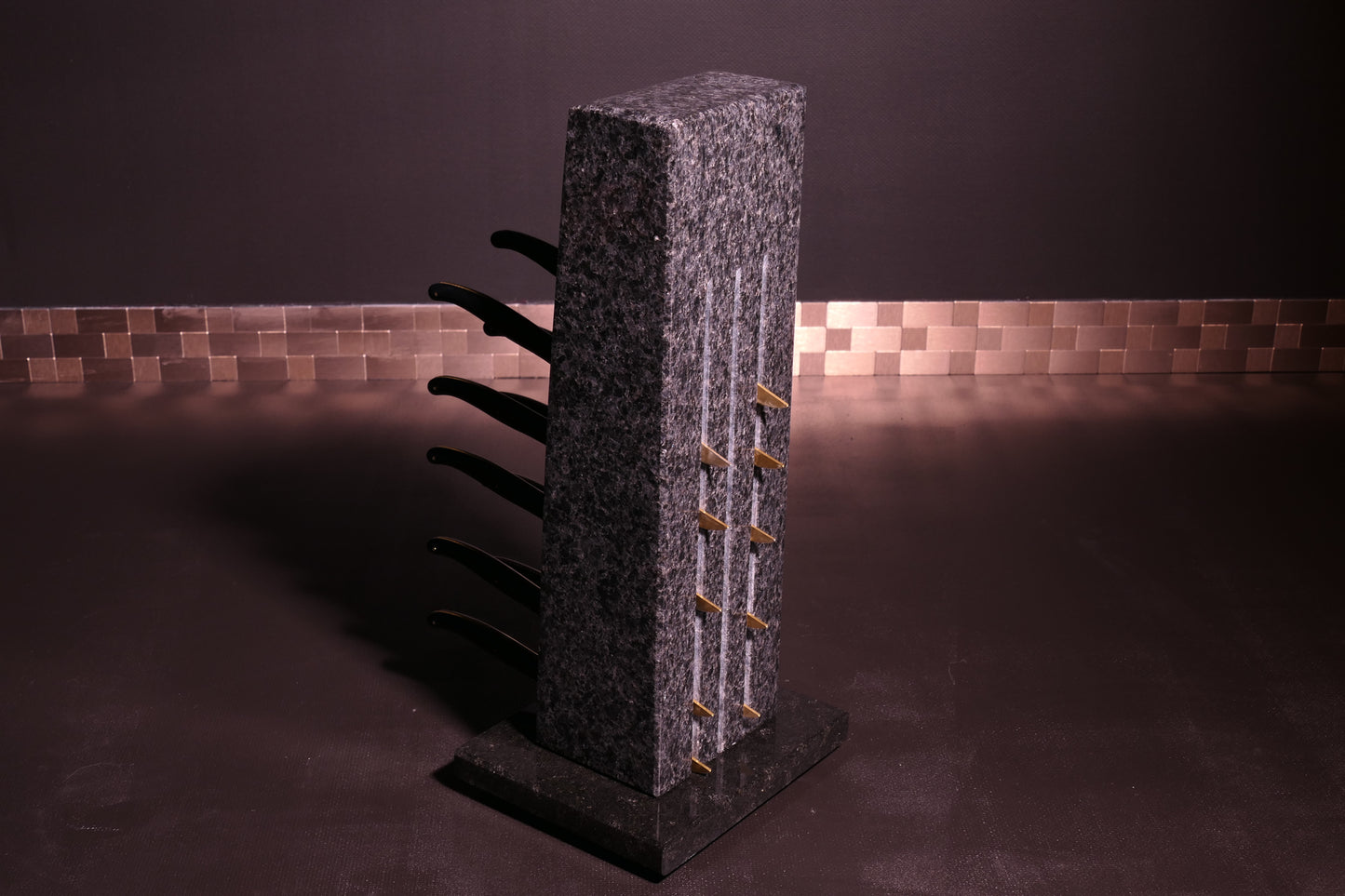 Knife block made of Nero Impala | Big Diamond Cut