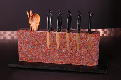 Knife block made of Goth Red | Big Diamond Cut