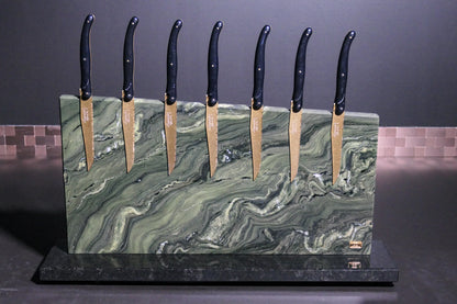 Knife block made of Verde Picasso | Diamond Cut