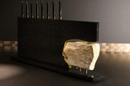 Knife block made of Nero Assoluto with Jura Yellow chunks