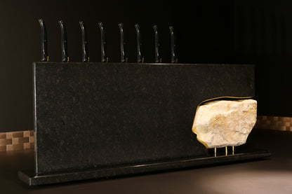 Knife block made of Nero Assoluto with Jura Yellow chunks