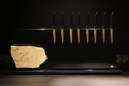 Knife block made of Nero Assoluto with Jura Yellow chunks