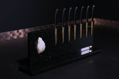 Star Galaxy Gold knife block with rock crystal