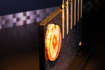 Star Galaxy Gold knife block with agate disc