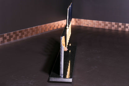 Star Galaxy Gold knife block with meteorites and gold-plated meteorite tail