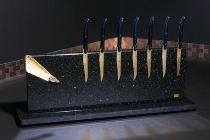 Star Galaxy Gold knife block with meteorites and gold-plated meteorite tail