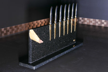 Star Galaxy Gold knife block with meteorites and gold-plated meteorite tail