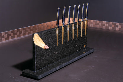 Star Galaxy Gold knife block with meteorites and gold-plated meteorite tail