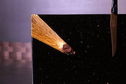 Messerblock aus Star Galaxy Gold mit Meteoriten und vergoldeten Meteoritenschweif