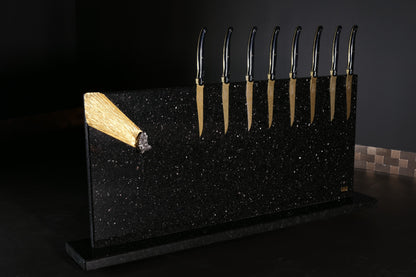 Star Galaxy Gold knife block with meteorites and gold-plated meteorite tail