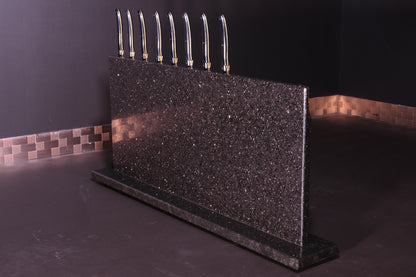 Star Galaxy Gold knife block with meteorites and gold-plated meteorite tail